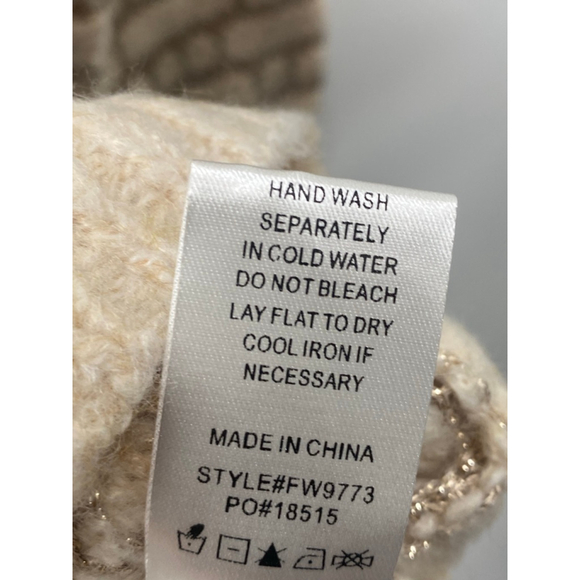 Women's Fate Beige Gold Striped Crew Neck Sweater S - Picture 6 of 7